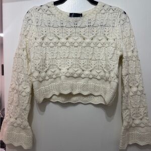 Cream Knit Cropped Sweater